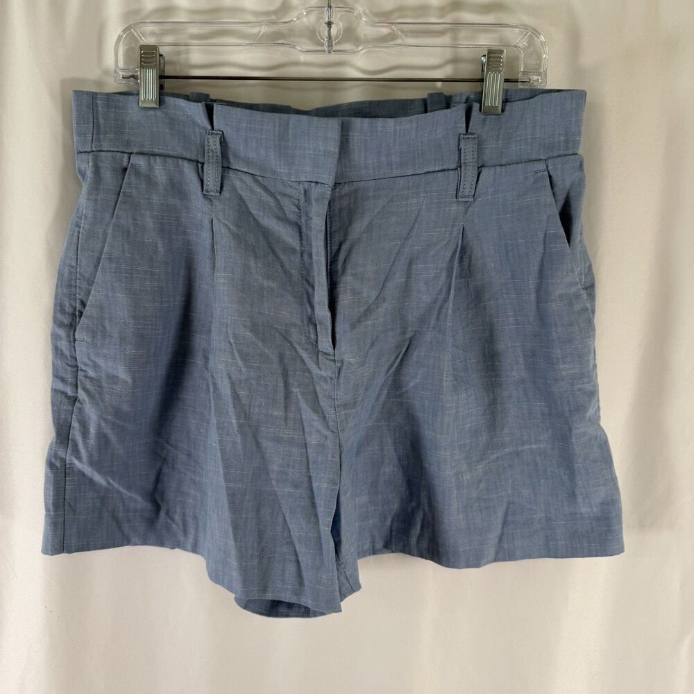 LOFT Paperbag Shorts Women's 6 Blue Pleated Front Pockets Wide Leg